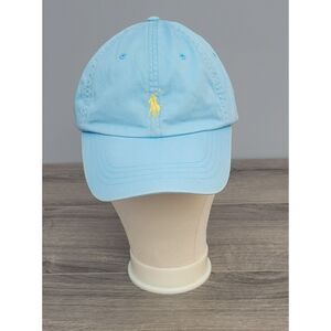 VTG 90s Polo by Ralph Lauren‎ BL Cap Streetwear YL Pony Prep Leather Strapback